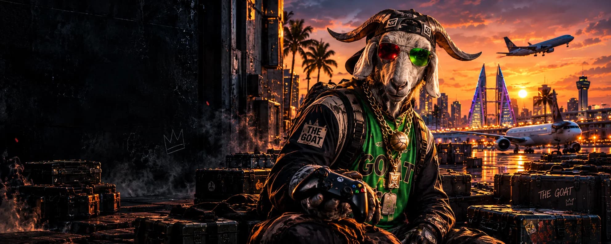 The Goat, Duncan's gaming mission mascot, in Bahrain
